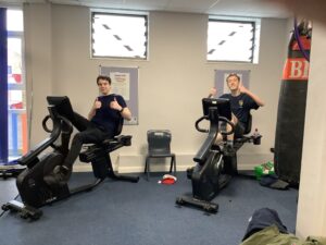 Ambergate pupils on exercise bikes