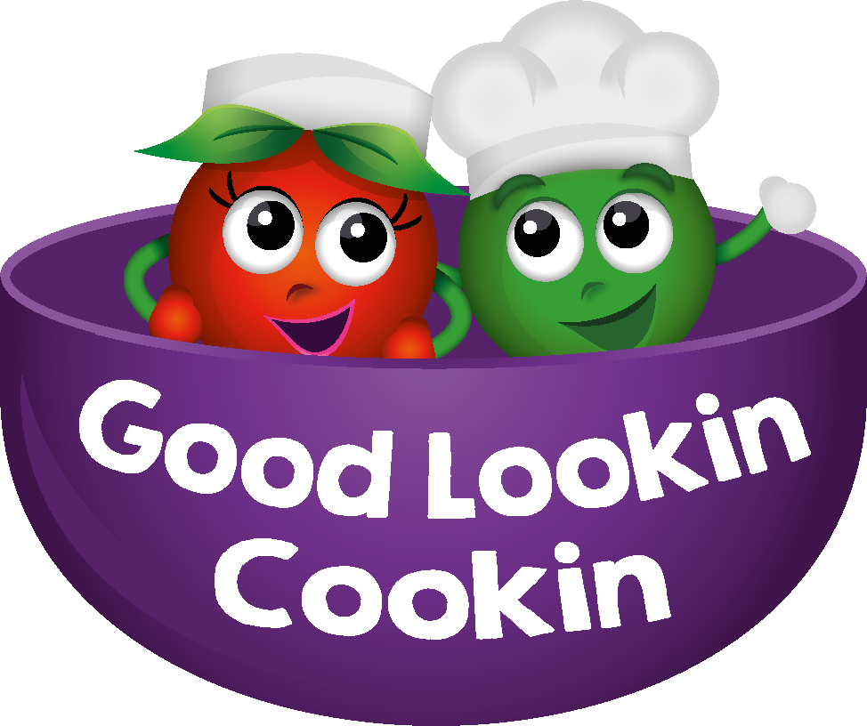 two cartoon vegetables looking happy in a bowl